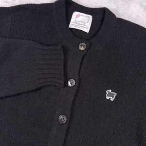 Warm & Wonderful Black Sheep Cardigan Womens Small 100% Shetland Wool Black*
